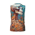 thumbnail image 4 of Yiaed Artistic Orange Carnation Skull Print Men's Singlet Vests Summer Running Muscle Tank Tops Gym Undershirt Round Neck Sleeveless for man, 4 of 5