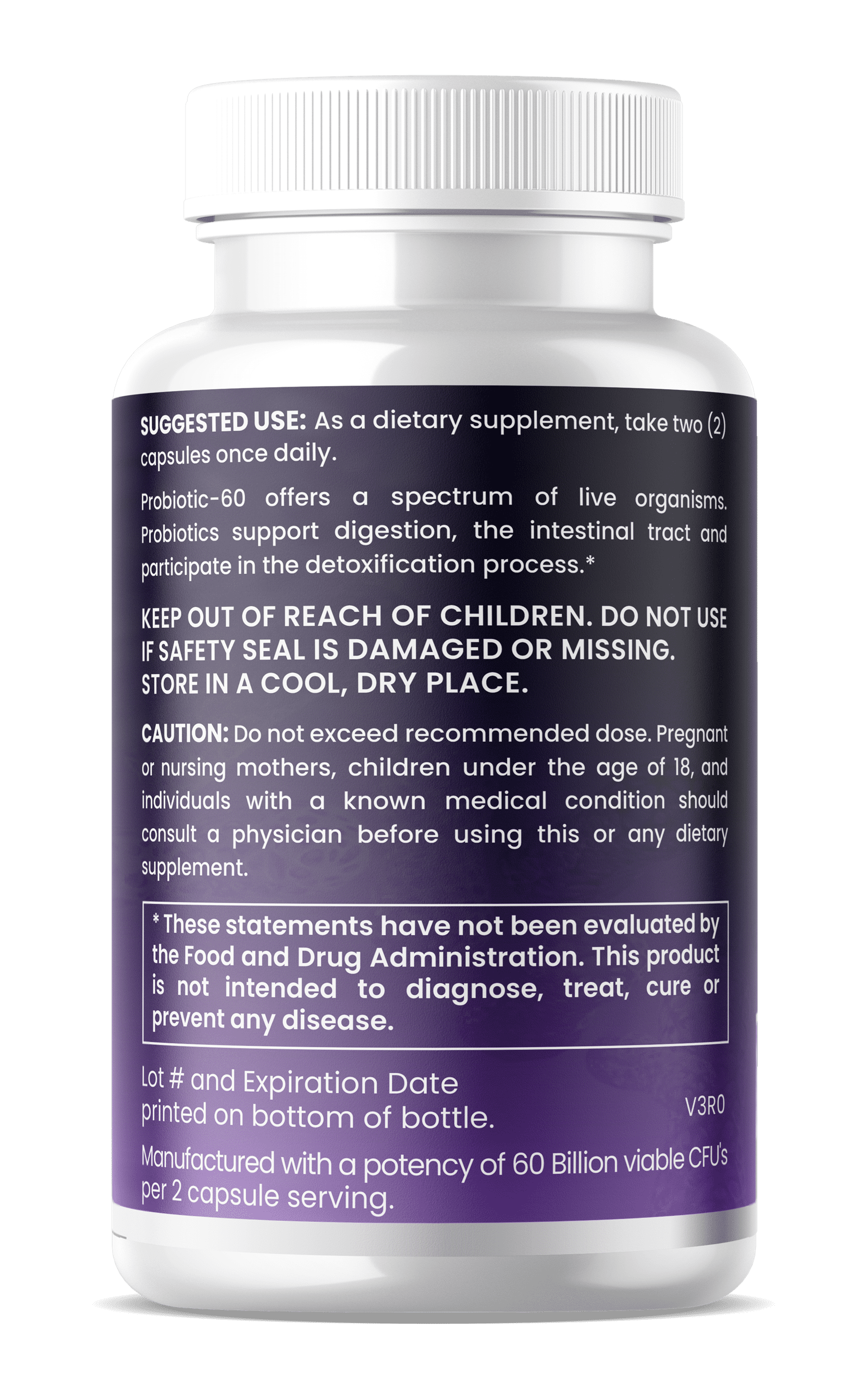Probiotic 60 Billion CFU - MAKTREK B-Pass Technology with Prebiotics - 6- Capsules