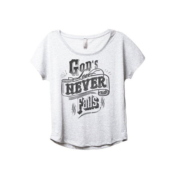 God's Love Never Fails Women's Fashion Slouchy Dolman T-Shirt Tee Heather White Small