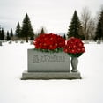 thumbnail image 6 of Sympathy Silks Artificial Cemetery Flowers Red Poinsettia bouquet & cemetery saddle, 6 of 8