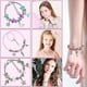 thumbnail image 4 of Juego de 112 pulseras de cuentas de cristal de colores para niños con agujeros grandes, hechas a mano, 4 of 4