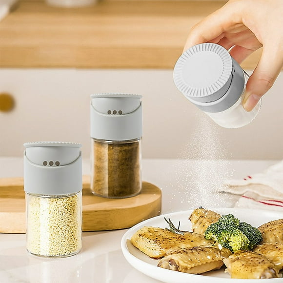 Glass Pots for Cooking, Seasoning Bottle Kitchen Household Double- Combination Seasoning Glass Bottle Cumin Pepper Pot To Control the Amount of Seasoning, Small Glass Bottles