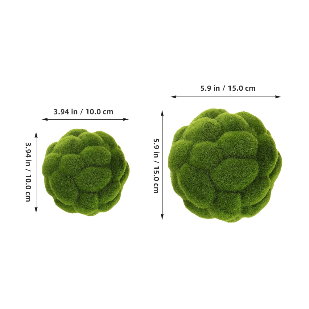 SEWOART 3Pcs Simulated Moss Decorative Balls Green Faux Plant Spheres for Landscape Display
