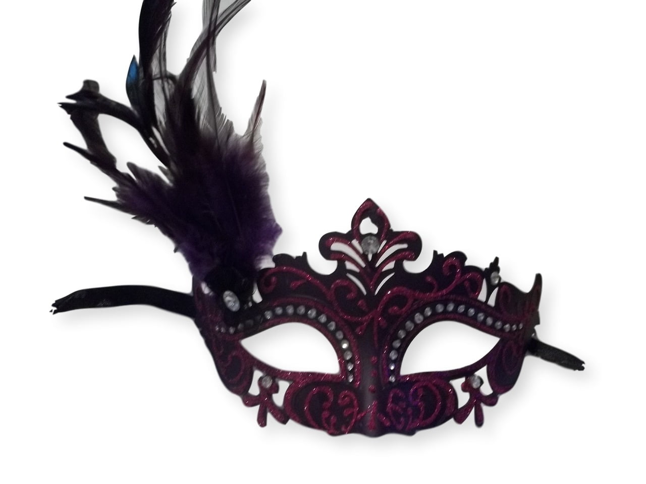 Purple Princess Venetian Masquerade Mask with Feathers - Walmart.com