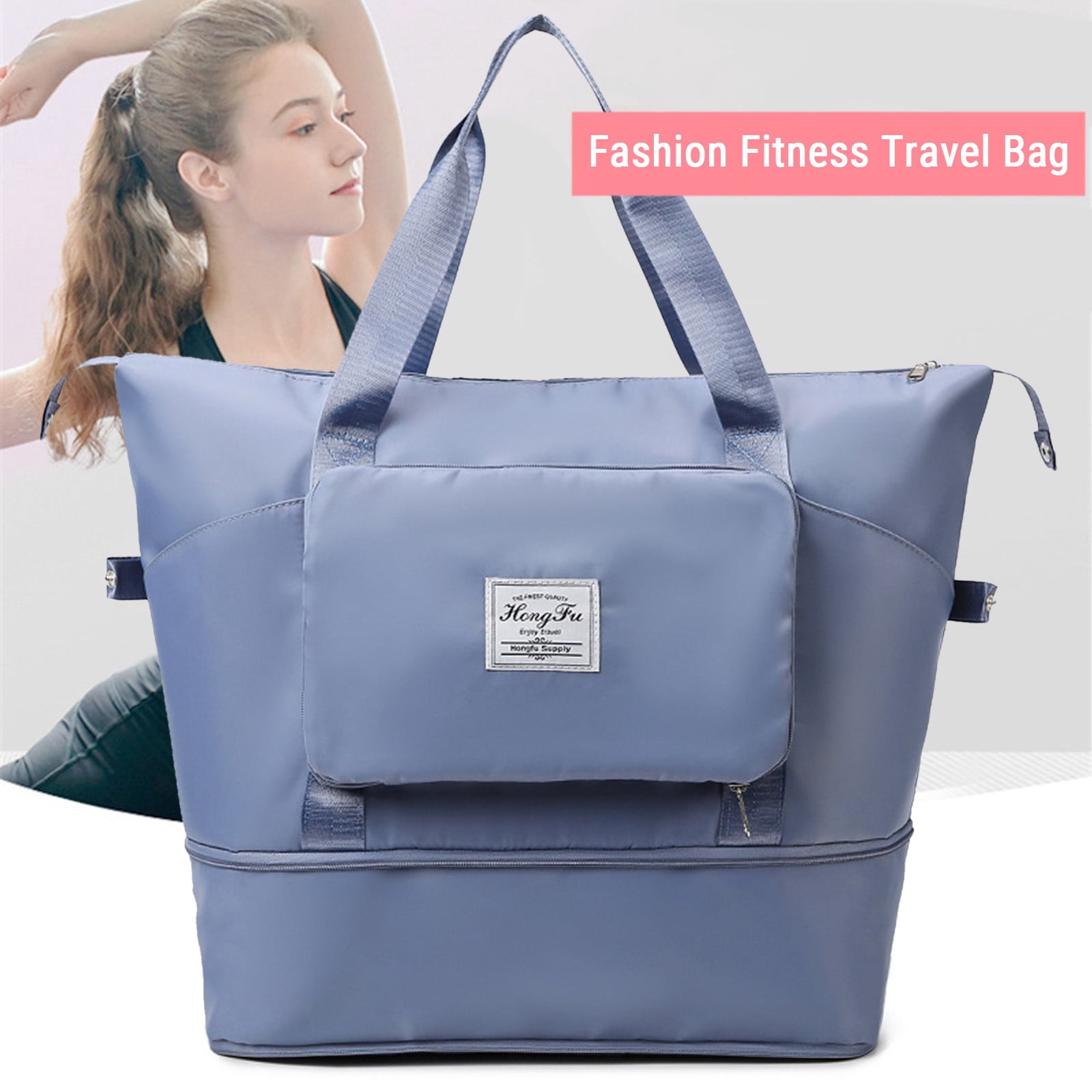 FAMTKT Expandable Gym Bags, Duffle Bags for Sports and Weekend Travel, Large Capacity Lightweight Overnight Bags for Men and Women, Travel Duffel Bags, Sports Tote Bag