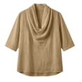 thumbnail image 4 of Ayolanni Womens T Shirts Solid Cowl Neck 3/4 Sleeve Cotton Blouse Casual Fitted Daily Shirts Womens Tees Yellow XL, 4 of 6