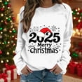 thumbnail image 2 of Christmas Tops for Women Graphic Long Sleeve Crewneck Pullover Sweatshirt White 2XL, 2 of 4