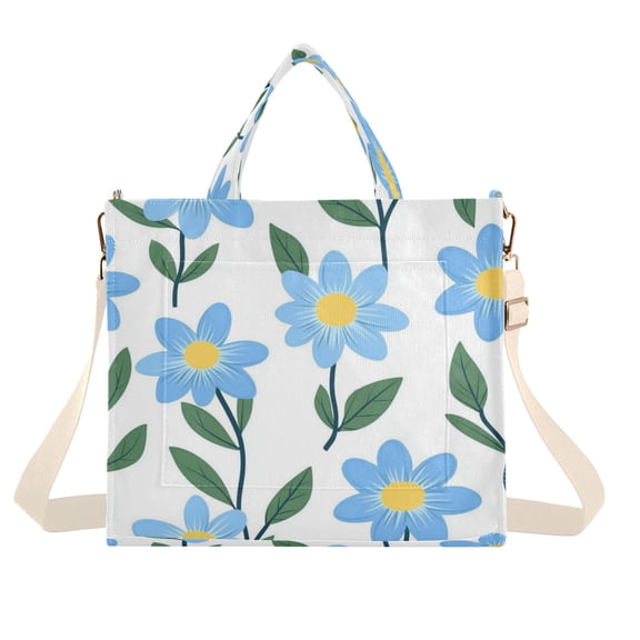 Corduroy Tote Bag for Women Shoulder Handbags Fashion Ladies Purses Satchel Messenger Bags Spring Flowers S