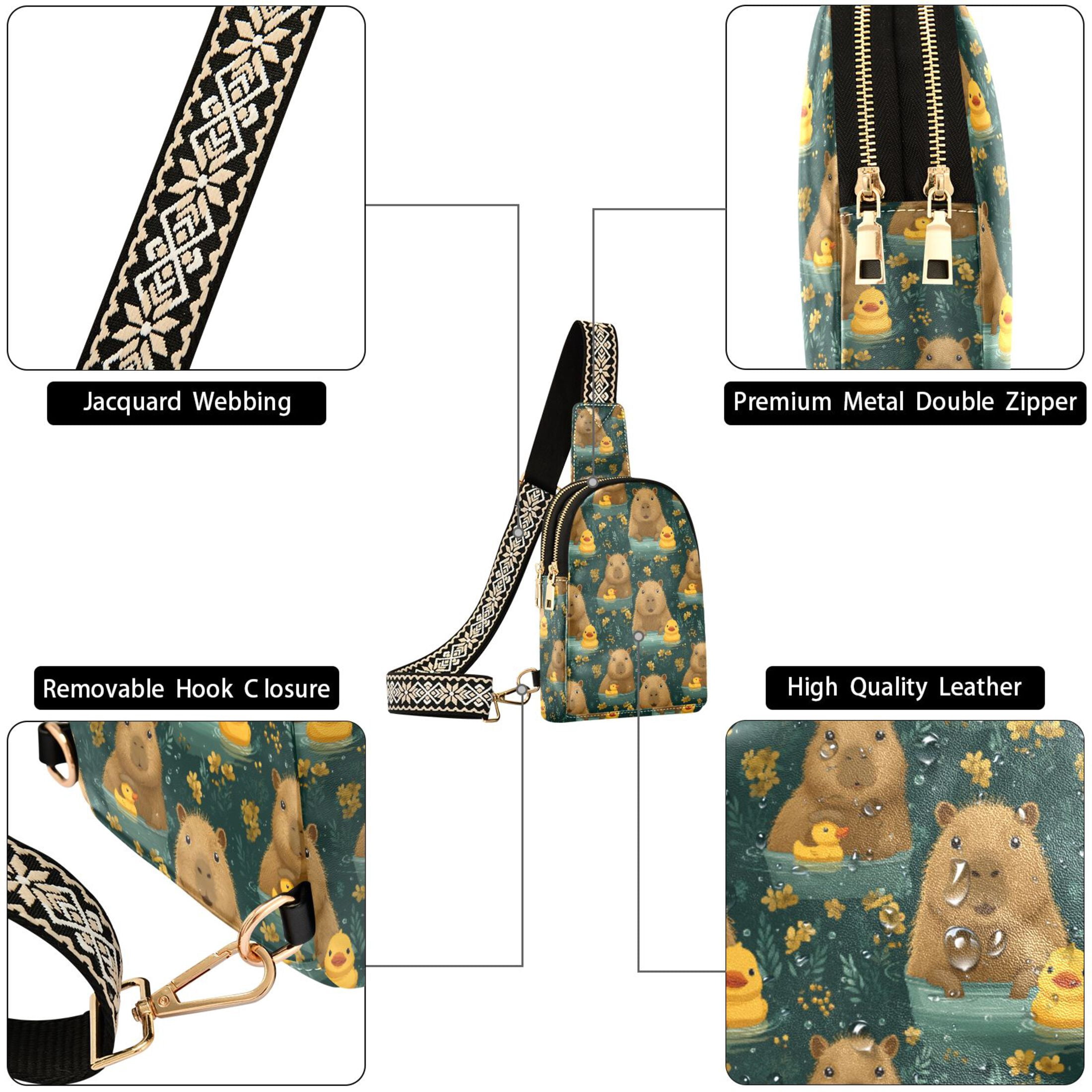 ALAZA Capybara Cute Ducks Sling Bag for Women Men Waterproof Crossbody Chest Bags