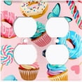 thumbnail image 3 of Metal Light Switch Plate Cover Doughnut Cupcake Candy Sweets Butterfly Pink CAK041, 3 of 13