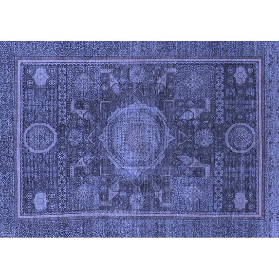 Ahgly Company Indoor Rectangle Abstract Blue Modern Area Rugs, 2' x 4'