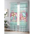 thumbnail image 4 of Sheer Curtains 96 Inches Long 2 Panels Set for Living Room, Pink Starfish Ocean Semi Sheer Curtains for Windows, Coastal Conch Green Wood Plank Farm Voile Window Treatments Rod Pocket Curtain, 4 of 7