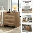 thumbnail image 4 of SICOTAS 26.57"H Tall Boho Nightstands Set of 2 with 3 Drawers, Rattan Nightstands with Charging Station and Type-c Ports Rattan End Table Beside Table for Bedroom Enrtyway Living Room, Natural Oak, 4 of 10