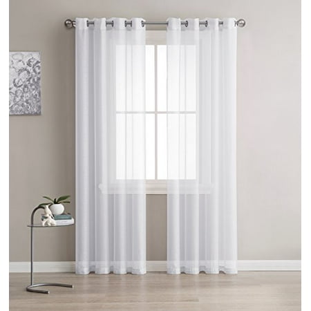 Grommet Semi-Sheer Curtains - 2 Panels - Total Size 108 ...