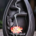 thumbnail image 4 of Creative Zen Buddhist Hand Lotus Incense Burner Purple Clay Big Bottle Left Right Waterfall Reflux Aromatherapy Holder, 4 of 16