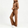 thumbnail image 6 of Mifsaly Womens 2 Piece Lounge Set Half Zip Pullover Top and Wide Leg Pants Casual Matching Outfit Drawstring Waist Relaxed Fit Soft Travel Airport Fall Winter, 6 of 7