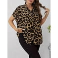 thumbnail image 7 of Cuteduck Womens Plus Size Blouses Leopard Print Button Down Loose Fit Casual Short Sleeve Top 1X-5X, 7 of 7