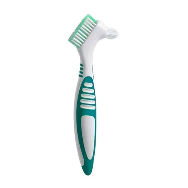 1 Pcs Dual-Head Dental Denture Cleaner Brush, Non-Slip Rubber Handle, Effective Oral Care Tool for False Teeth Cleaning