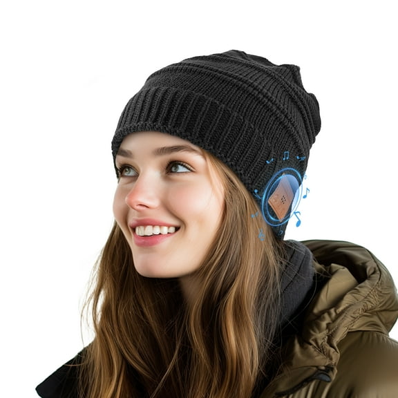 Bluetooth Beanie Hat with LED Light, Built-in Microphone and Stereo Speakers Upgrade Music Knitted Hat USB Rechargeable Music Hat