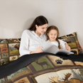 thumbnail image 4 of Castle Fairy Teens Vintage Patchwork Wildlife King Size Comforter Sets 3pcs,Cabin Pine Plaid Comforters King Size,Brown Orange Cream,Black Reversible,1 Comforter and 2 Pillowcases, 4 of 6