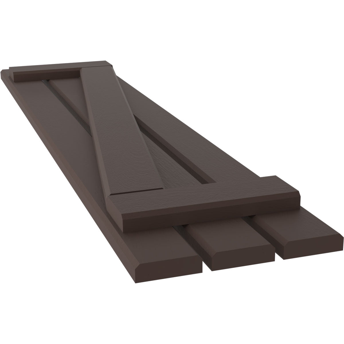 Ekena Millwork 11 1/2"W x 54"H Americraft Three Board (2 Batten) Exterior Real Wood Spaced Board-n-Batten Shutters w/ Z-Bar (Per Pair), Raisin Brown