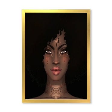Designart 'Portrait of Afro American Woman II' Modern Framed Art Print