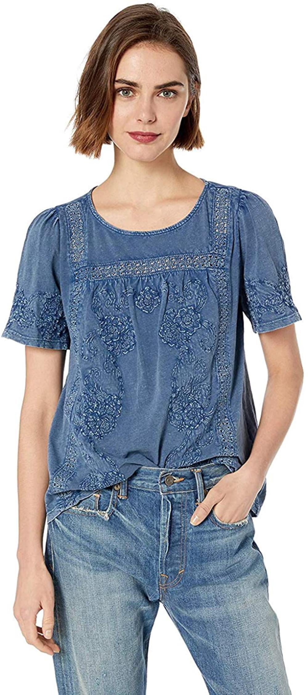 Embroidered Crochet Trim Peasant 