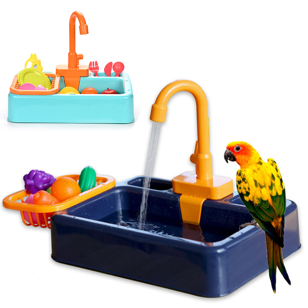 LeKing Bird Feeder Pet Pool Automatic Bird Bathing Tub with Faucet Food