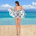 thumbnail image 6 of Beach Mini Dress Cartoon French Bulldog Face Swimsuit Coverup for Women Swimwear Cover Ups Short Triangle Beach Skirt L, 6 of 8