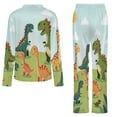 thumbnail image 6 of Cute Dinos in Sunny Field Womens Pyjamas Set Button Up Pyjamas Womens with Long Sleeve Top And Wide Leg Pants V-neck Loungewear Sets, 6 of 9