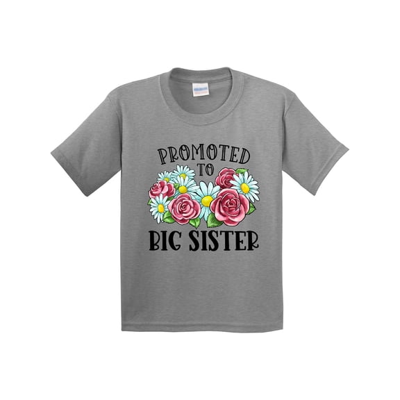 Inktastic Promoted to Big Sister with Flowers Youth T-Shirt