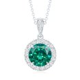 thumbnail image 2 of Rosec Jewels Lab Grown Emerald Pendant Necklace with Halo (2 Carat Emerald, AAAA Grade) - Emerald Diamond Necklace for Women, 18K White Gold, 2 of 6
