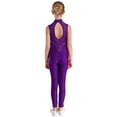 thumbnail image 2 of inhzoy Gymnastic Dance Jumpsuit for Girls Shiny Sequins Ballet Dance Leotard Purple 6, 2 of 9