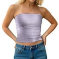 thumbnail image 2 of qolati Womens Strapless Tube Tops Y2K Going Out Cropped Fitted Tank Tops Slim Fit Trendy Layered Bandeau Shirts Backless Workout Clothes Purple L, 2 of 9