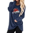 thumbnail image 1 of Hauts de Noël en Solde Blouse à Manches Longues Imprimée Tendance pour Femmes Col Rond Hauts Décontractés Bleu Marine TG, 1 of 1