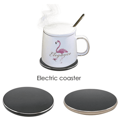 AkoMatial USB Electric Smart Waterproof Beverage Warmer Plate Tea Cup Warmer Coffee Warmer Mug Warmer Heating Mat Coaster Pad for Home Office Desktop Round