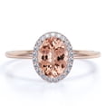 thumbnail image 1 of JeenMata Anillo de Compromiso de 1,15 Quilates con Morganita y Moissanita de Corte Ovalado en Oro de 18 K sobre Plata de Ley, 1 of 6