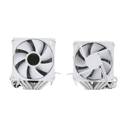 M Buder CPU Air Cooler 3.5in Dual Tower 6 Heat Pipes 3pin 12VDC 48cfm 22dB Cooling Fan for Intel and AMD Desktop PCs, White
