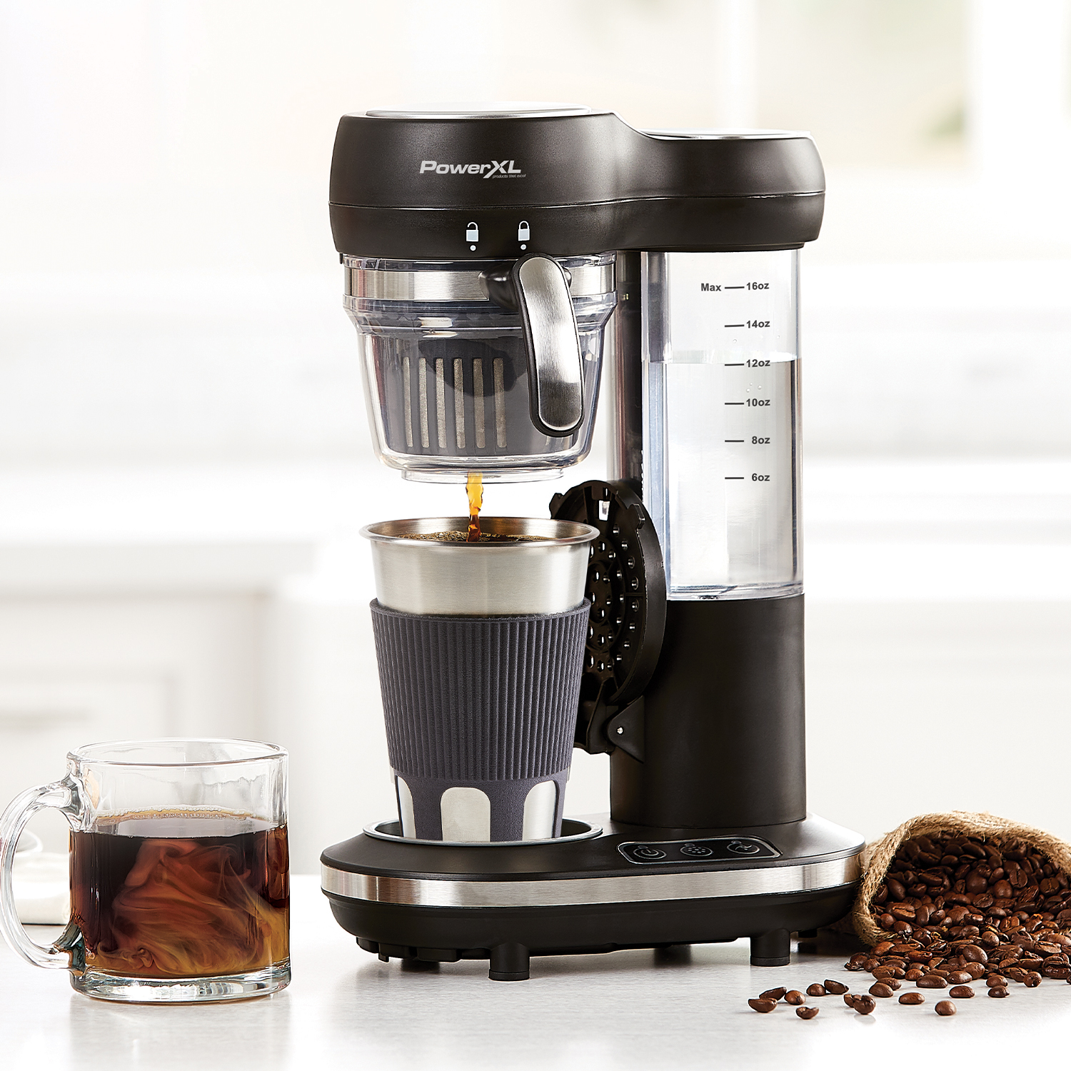 PowerXL Grind and Go Plus Coffee Maker, Automatic Single-Serve Coffee Machine with 16-Oz - image 2 of 6