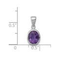 thumbnail image 2 of 925 Sterling Silver Bezel Polished Rhodium Amethyst Pendant Necklace 16x7mm Wide Pendant for Women, 2 of 2