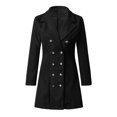 thumbnail image 2 of Women's Wool Thin Coat Trench Jacket Ladies Slim Long Overcoat Outwear Fall Jacket Womens Long Sleeve Jacket Women Jacket Warm Her Leather Coat Jacket without Hood Light Outdoor Jackets for Women, 2 of 7