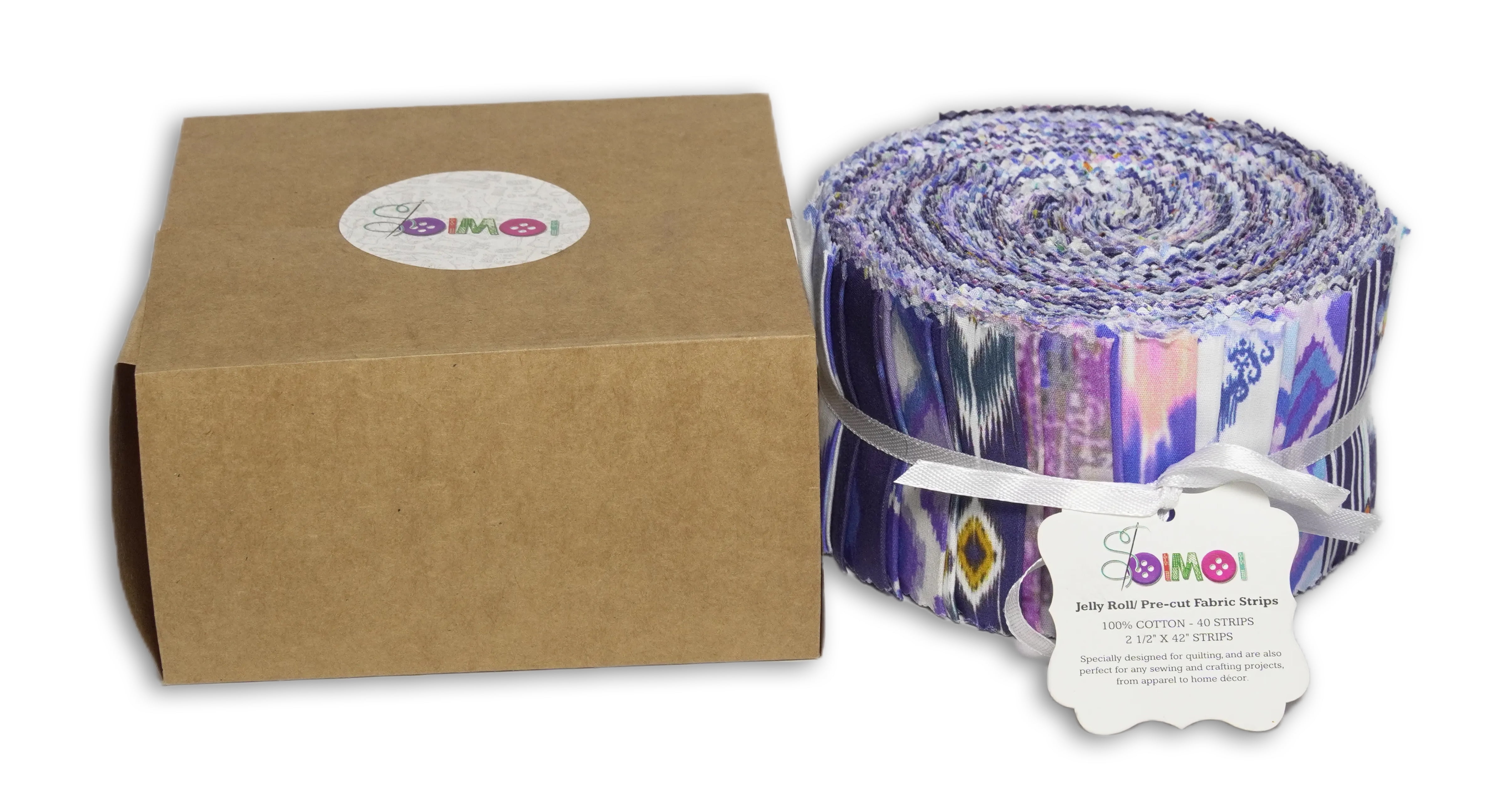 Soimoi 40Pcs Ikats Print Cotton Precut Fabrics for Quilting Craft Strips 2.5 x 42 inches Jelly Roll