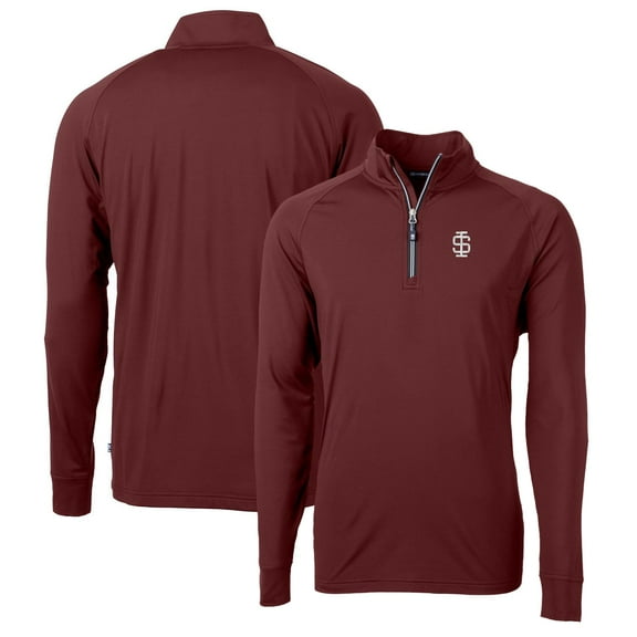 Men's Cutter & Buck Burgundy Southern Illinois Salukis Adapt Eco Knit Stretch Recycled Quarter-Zip Pullover Top