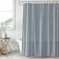 thumbnail image 6 of Blue Striped Shower Curtain Set - Standard 72" x 72" Washable Bathtub Curtain with 12 Hooks, Farmhouse Linen Texture Line Stripes Waterproof Fabric Stall Shower Curtains for Bathroom/Bathtub Décor, 6 of 8