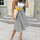 thumbnail image 3 of Falda midi de línea A con estampado de cuadros, cinturón de cintura, falda midi elegante de moda para mujer para fiesta, gris S, 3 of 7
