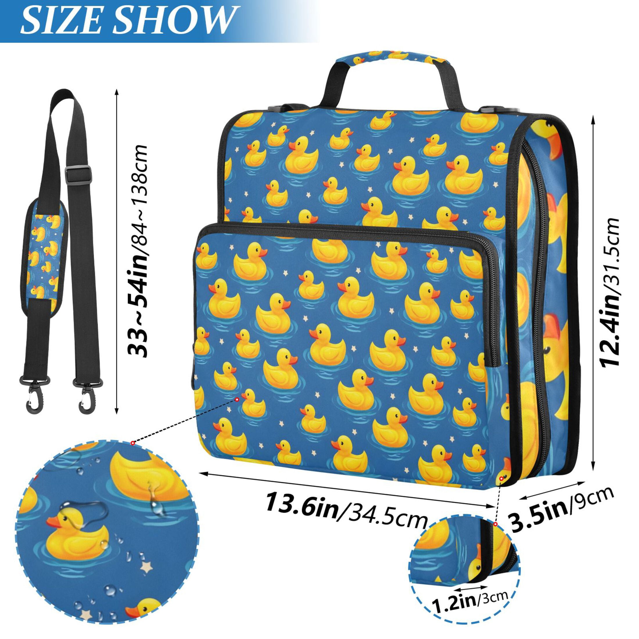 ALAZA Zipper Binder Cartoon Cute Ducks Blue 3 Ring Trapper Keeper File Folder Organizer Bag