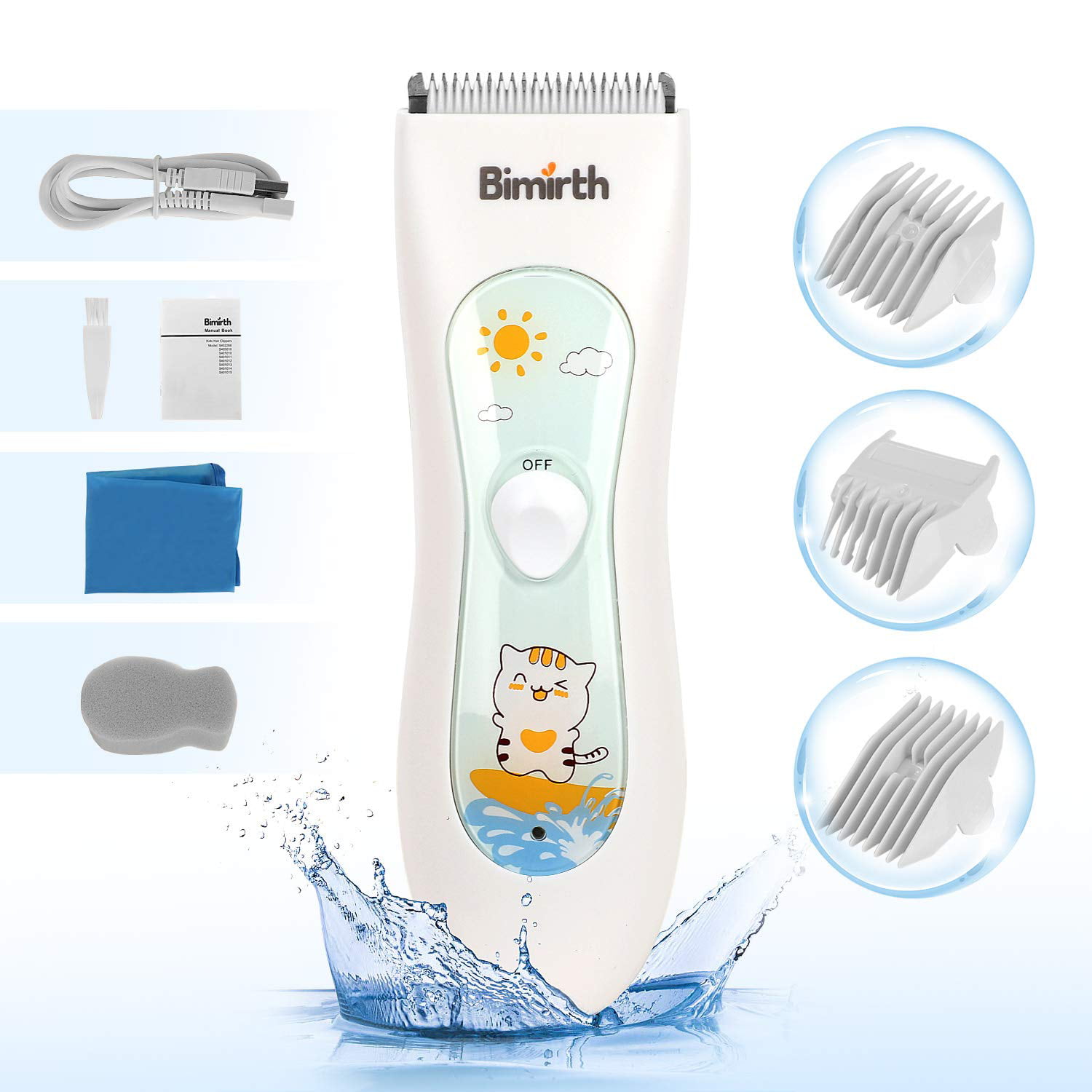 Bimirth Children's Hair Clipper, Quiet Baby Hair Trimmer, USB Rechargeable  Waterproof Baby Hair Trimmer with 3 Guide Combs in Bag for Easy Storage -  