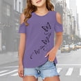 thumbnail image 2 of Wxolcjlv Girls Summer Cold Shoulder Tee Casual Butterfly Print Short Sleeve T Shirt, Sizes 3-12, 2 of 6