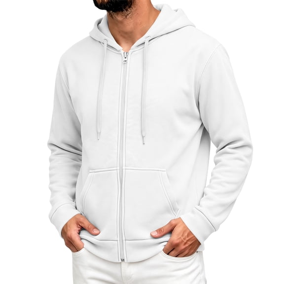 Nestiefly Zipper Hoodies for Men Long Sleeve Full Zip Lightweight Sweatshirt Casual Y2k for Hiking Office White XL