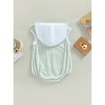 thumbnail image 4 of Bagilaanoe Newborn Baby Girl Boy Rompers Striped Print Short Sleeve Hooded Bodysuits 3M 6M 12M 18M Infant Casual One Piece Short Jumpsuit, 4 of 7